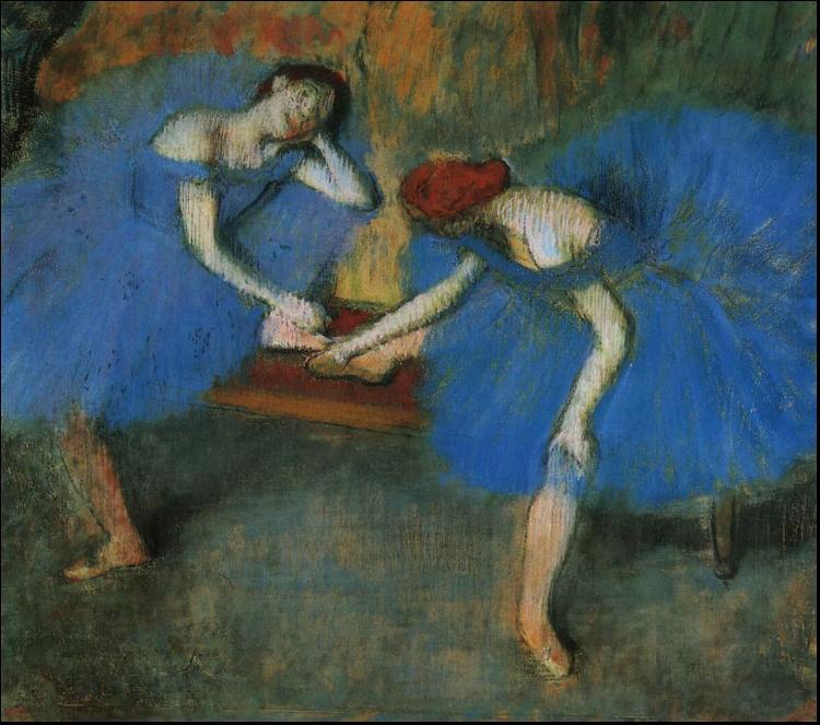 Edgar Degas Two Dancers in Blue oil painting picture